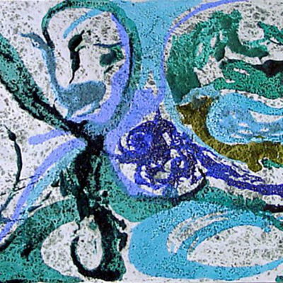 2007/1b - Mischtechnik auf Leinwand, glänzend - Teil einer Greiergruppe 40 x 120 x 4 cm