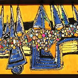 1998/1 - Acryl auf Papier, gerahmt, glänzend - 73 x 57 cm